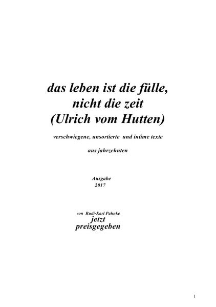 Cover von das leben ist die fülle nicht die zeit