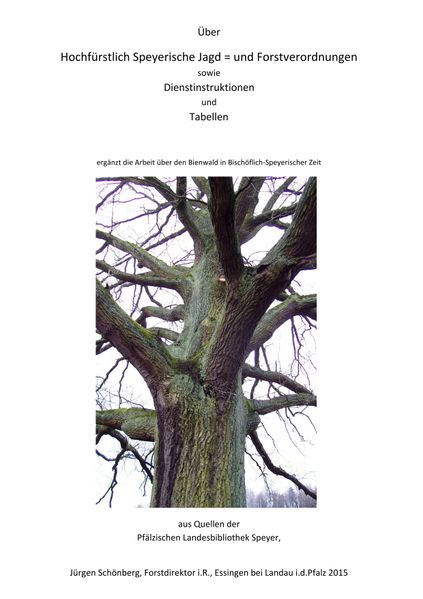 Cover von Über Hochfürstlich Speyerische Jagd – und Forstverordnungen