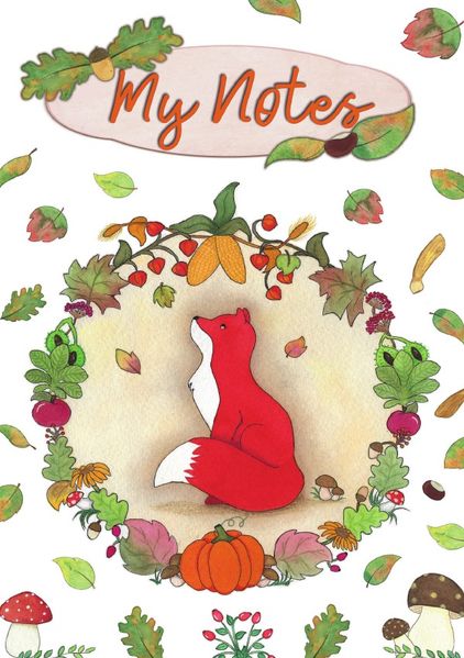 Cover von Fuchs im Herbst Ringbuch, Bullet Journal, Handlettering, Notizbuch, Skizzenbuch, Zeichenbuch, Tagebuch (A5, 150 Dotted Seiten in Creme, Ringbindung)