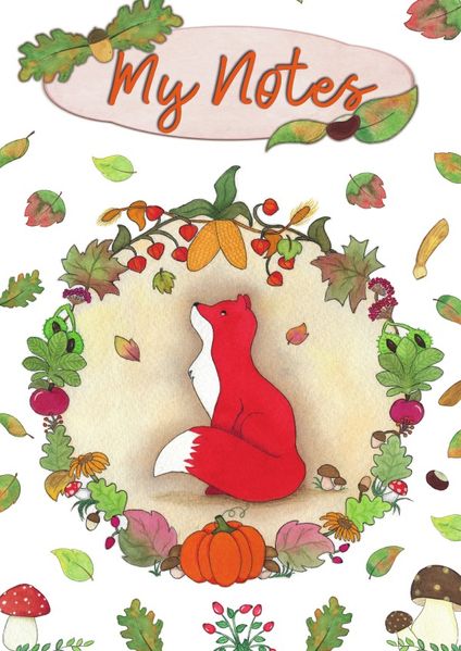 Cover von Fuchs im Herbst Notizbuch, Bullet Journal, Handlettering, Skizzenbuch, Zeichenbuch, Tagebuch (A5, 150 Dotted Seiten in Creme, Hardcover)