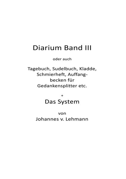 Cover von Diarium III + Das System