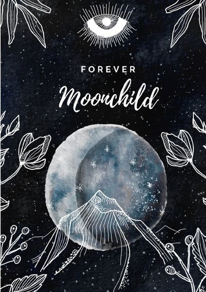 Cover von Moon Collection / Notizbuch, Bullet Journal, Journal, Planer, Tagebuch „Forever Moonchild“