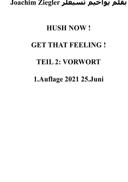 Cover von HUSH NOW ! GET THAT FEELING ! TEIL 2: VORWORT 1.Auflage 2021 25.Juni
