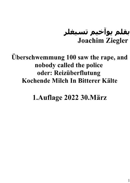 Cover von Überschwemmung 100 saw the rape, and nobody called the police oder: Reizüberflutung 1.Auflage 2022 30.März