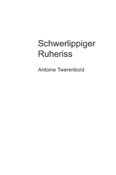 Cover von Schwerlippiger Ruheriss