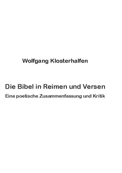 Cover von Die Bibel in Reimen und Versen