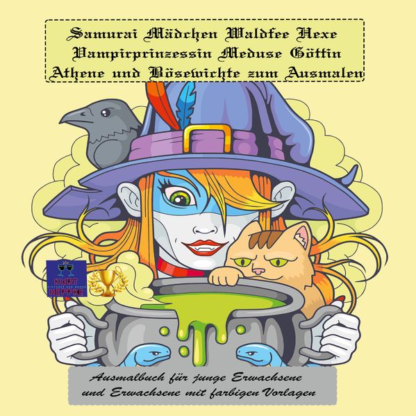 Cover von Samurai Mädchen Waldfee Hexe Vampirprinzessin Meduse Göttin Athene und Bösewichte zum Ausmalen