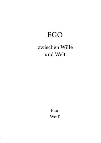 Cover von Ego zwischen Wille und Welt