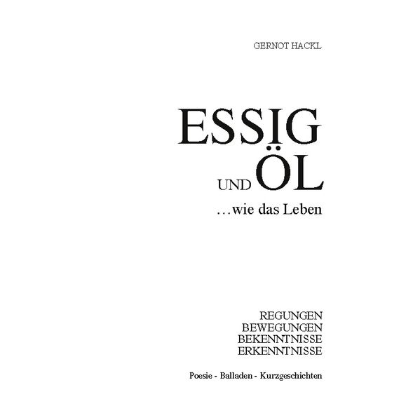 Cover von Essig und Öl wie das Leben