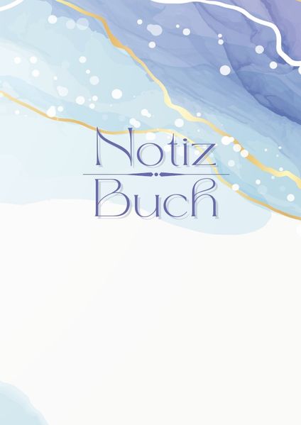 Cover von Notizbuch weiß blau gold marmoriert | DIN A5 124 Seiten, 62 Blatt