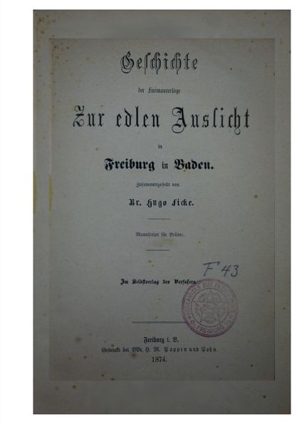 Cover von Geschichte der Loge „Zur edlen Aussicht“ in Freiburg/Geschichte der Freimaurerloge Zur edlen Aussicht 1784-1874