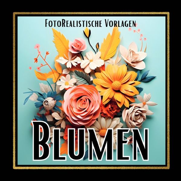 Cover von Black Midnight/Blumen 3D Malbuch „Black & White“