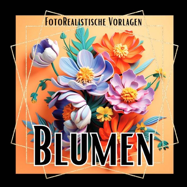 Cover von Black Midnight/3D Blumen Malbuch „Black & White“