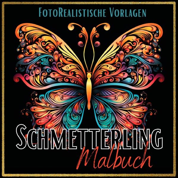Cover von Black Midnight- Animals/Malbuch Schmetterling „Fotorealistisch“