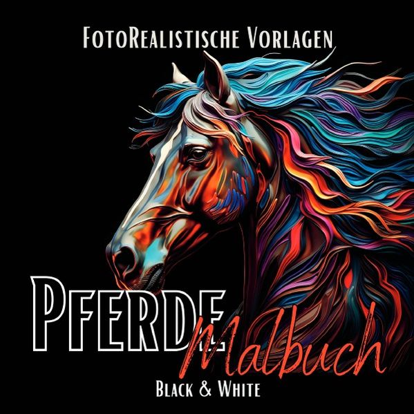 Cover von Black Midnight- Animals/Pferde Malbuch „Fotorealistisch“