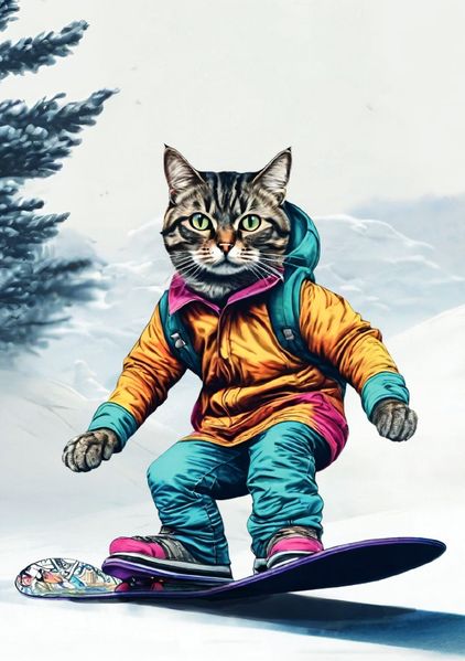 Cover von Notizbücher Katzen/Lustige Katze mit Snowboard Katzen Süßes Notizbuch Weihnachten Winterzeit mit 55 motivierenden Sprüchen Weihnachtsgeschenk Wichtelgeschenk für Kinder, Männer, Junge, Mädchen, Teenager, Tween Katzenliebhaber