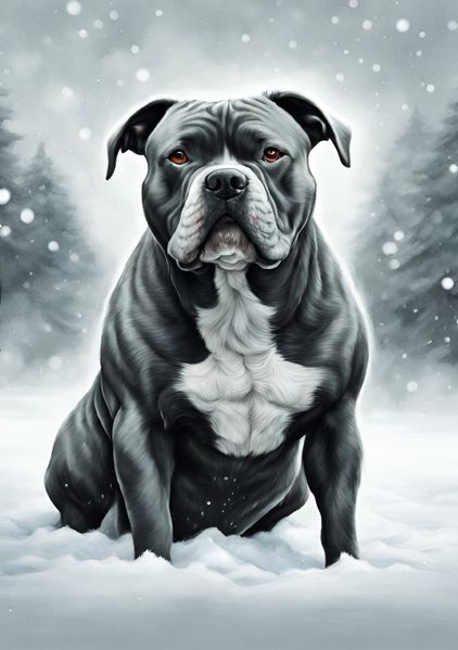 Cover von Notizbücher Hund/Hund Notizbuch American Bully Winterzeit Notizheft Journal Geschenkbuch für Männer Hundefan Rassehunde