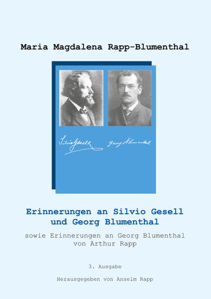 Cover von Erinnerungen an Silvio Gesell und Georg Blumenthal