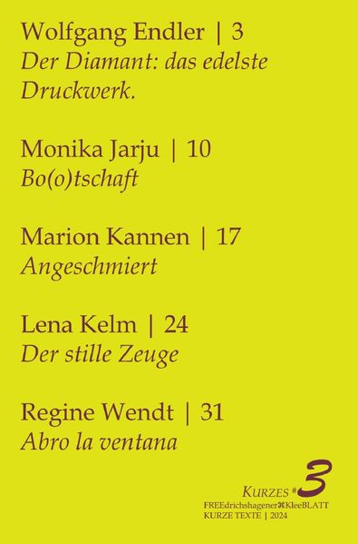 Cover von FREEdrichshagener KleeBLATT/Kurzes#3