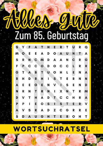 Cover von 85 Geburtstag Geschenk | Alles Gute zum 85. Geburtstag – Wortsuchrätsel