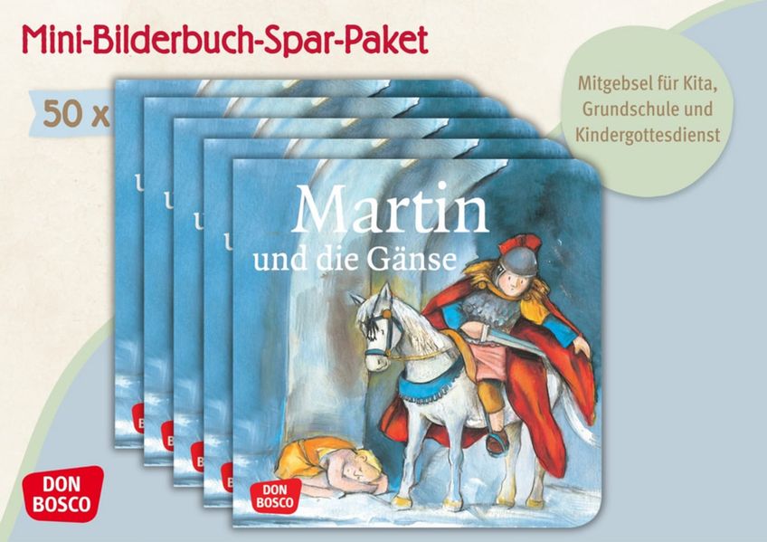 Cover von Martin und die Gänse. Die Geschichte von St. Martin. Mini-Bilderbuch. Paket mit 50 Exemplaren zum Vorteilspreis
