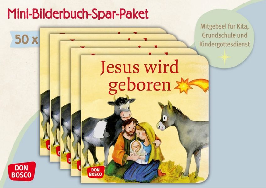 Cover von Jesus wird geboren. Die Geschichte von Weihnachten. Mini-Bilderbuch. Paket mit 50 Exemplaren zum Vorteilspreis