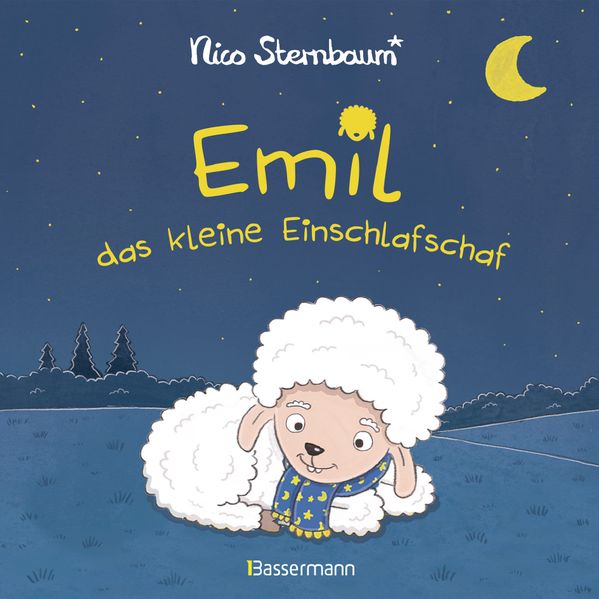 Cover von Emil das kleine Einschlafschaf. Eine Gutenachtgeschichte zum Vorlesen und Betrachten. Pappbilderbuch ab 18 Monaten. Vom Autor von „Schüttel den Apfelbaum“