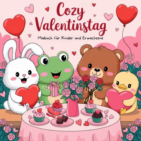 Cover von Cozy Valentinstag Malbuch für Kinder und Erwachsene