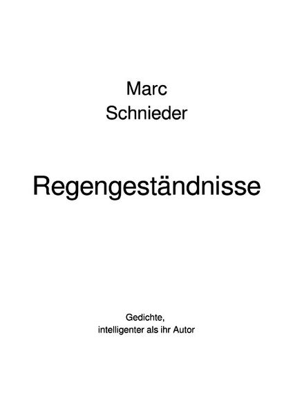 Cover von Regengeständnisse