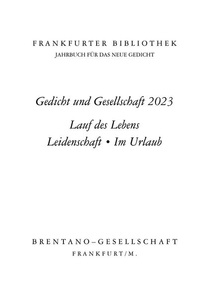 Cover von Frankfurter Bibliothek 2023
