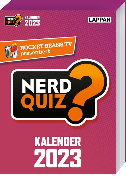 Cover von Rocket Beans TV – Nerd Quiz-Kalender 2023 mit Fragen rund um Games, Filme und Popkultur