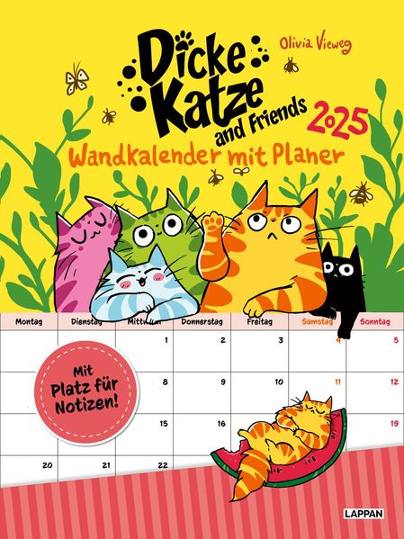 Cover von Dicke Katze and Friends – Wandkalender mit Planer 2025
