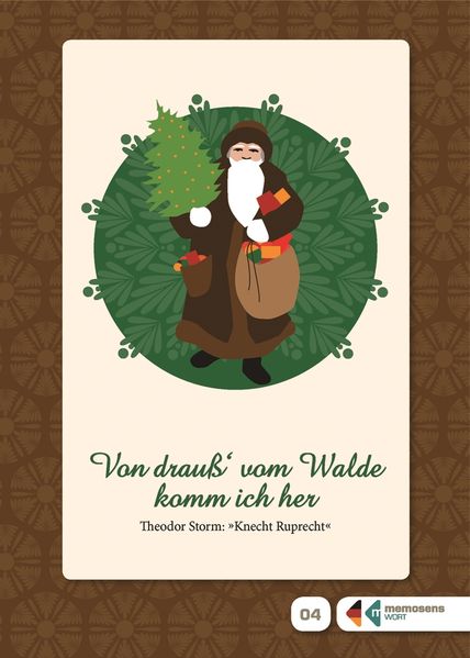 Cover von Lesebüchlein zum Erinnern für Menschen mit Demenz: „Von drauß‘ vom Walde komm ich her“ – Storms Gedicht „Knecht Ruprecht“