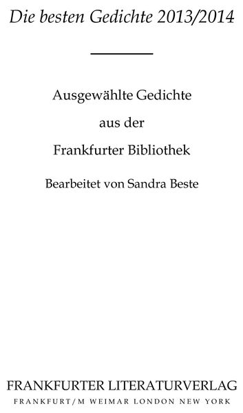 Cover von Die besten Gedichte 2013/2014