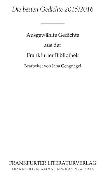 Cover von Die besten Gedichte 2015/2016