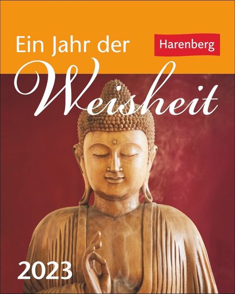 Cover von Ein Jahr der Weisheit Mini-Geschenkkalender 2023. Kleiner Kalender voll kluger Zitate. Mini-Jahreskalender mit weisen Worten zu jedem Tag. Aufstellkalender 2023