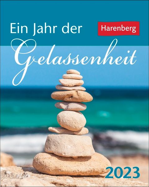 Cover von Ein Jahr der Gelassenheit 2023 Mini-Geschenkkalender. Entspannt durchs Jahr mit dem kleinen täglichen Abreißkalender. Kleiner Tisch-Kalender zum Aufstellen für Ruhe im Alltag