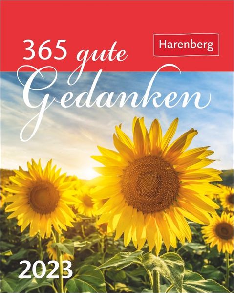 Cover von 365 gute Gedanken Mini-Geschenkkalender 2023. Tisch-Tageskalender für einen lieben Menschen. Jeden Tag ein positiver Gedanke oder schönes Zitat mit dem Mini-Kalender zum Aufstellen