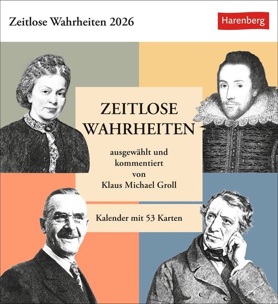 Cover von Zeitlose Wahrheiten Postkartenkalender 2026 – Kalender mit 53 Karten, ausgewählt und kommentiert von Klaus Michael Groll