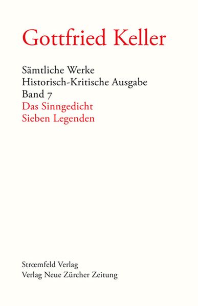 Cover von Sämtliche Werke. Historisch-Kritische Ausgabe / Das Sinngedicht /Sieben Legenden