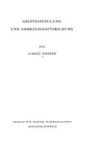 Cover von Geistesschulung und Gemeinschaftsbildung