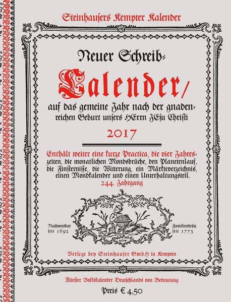 Cover von Steinhausers Kempter Kalender 2017
