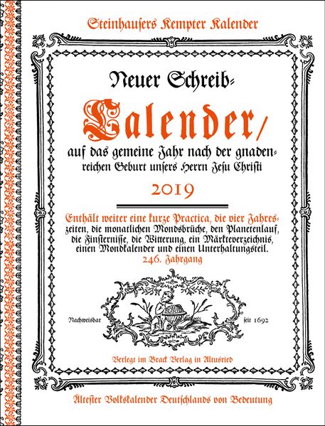 Cover von Steinhausers Kempter Kalender 2019