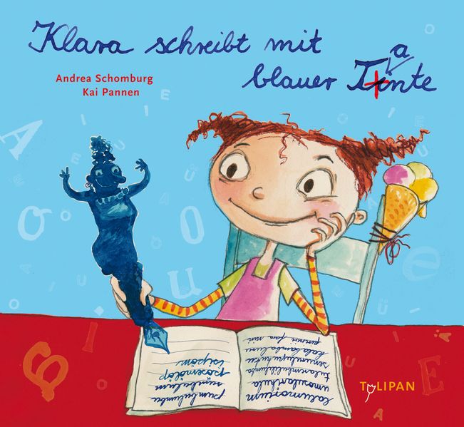 Cover von Klara schreibt mit blauer Tante