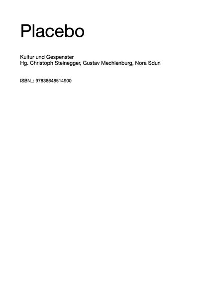 Cover von Kultur & Gespenster/Placebo