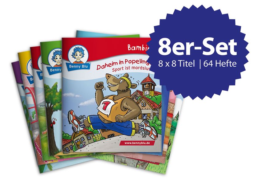 Cover von Benny Blus kunterbunte Leseliste -Bambini Box gefüllt mit 8 x 8 Bambini Titeln