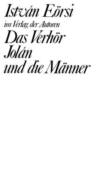 Cover von Das Verhör / Jolán und die Männer