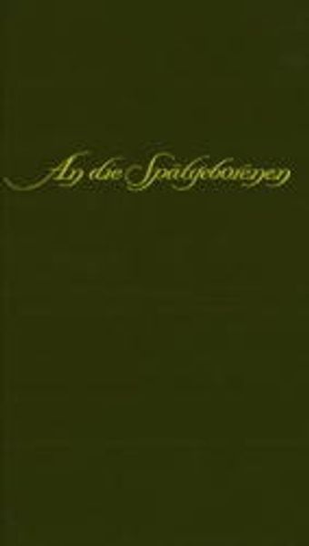 Cover von An die Spätgeborenen