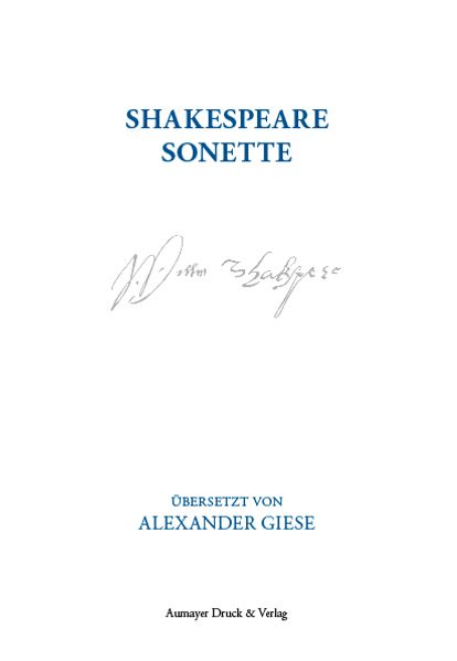 Cover von Shakespeare Sonette