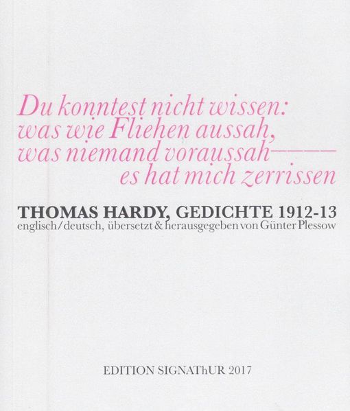 Cover von THOMAS HARDY, GEDICHTE 1912-13